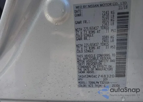 2019 Nissan Rogue S from USA, damaged, VIN 5N1AT2MV5KC748320